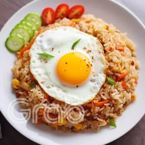 Nasi goreng specialnasi goreng , telur, ayam suwir ,sosis,baso tambah telur