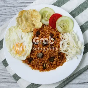 1 ✕ Nasi Goreng Ati Ampela, 1 ✕ telor dadar/ceplok