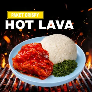 Paket Crispy HOT LAVANasi+ Ayam Crispy Saus HOT LAVA + Kangkung Goreng