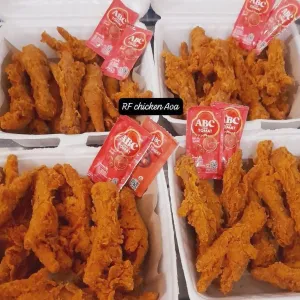 paket ceker crispyceker marinasi, tepung bumbu, saos,