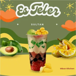 Es Teler Sultan Asriperpaduan unik jely, alpukat, nangka, sagu mutiara, biji selasih dengan fla krim lembut.