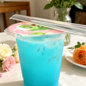 bubble gam perement karetsegar sensasi blue ocean+rasa blueberry dingin menyegar kan,tambah cream dan es batu kristal