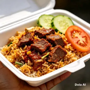 Nasi goreng rendangnasi goreng bumbu rendang padang + telor ceplok+daging rendang suwir