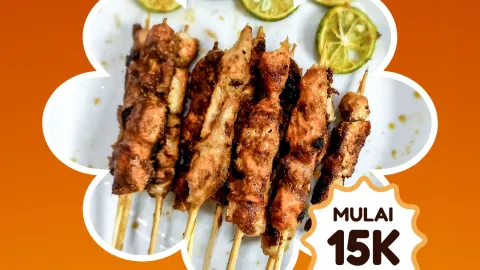 sate taichan 10 tusuksate ayam 10 tusuk di tambah sambal super pedas jeruk nipis dan mentimun