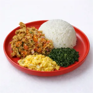 Spesial Ayam Geprek Pedass DAUN JERUKNasi + Ayam Geprek Pedass Daun Jeruk + Kangkung Goreng + Scramble Egg